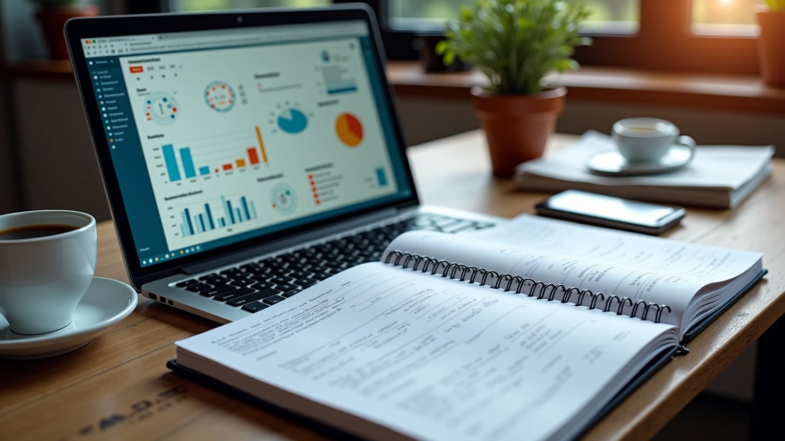 Person der analyserer fodboldstatistik pa baerbar computer med grafer og data